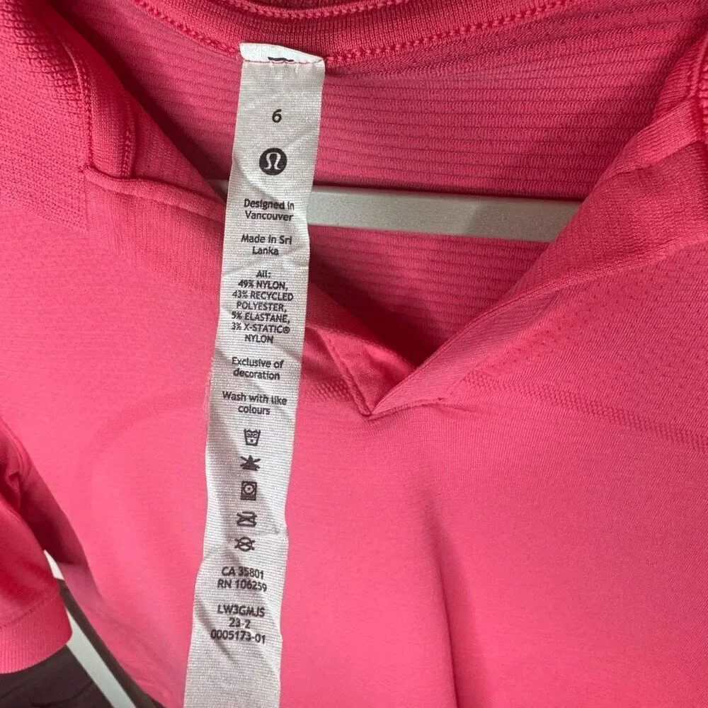 Lululemon Swiftly Tech Relaxed-Fit Polo Shirt, Lip Gloss / Lip Gloss, EUC, Sz6 - Picture 6 of 6